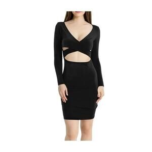 The Nadia Black Y2K Reversible Open Back‎ Belly Bodycon Dress MEDIUM Baddie Sexy